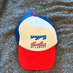 Billabong Blue and Red Wave Trucker Hat Patriotic NWOT